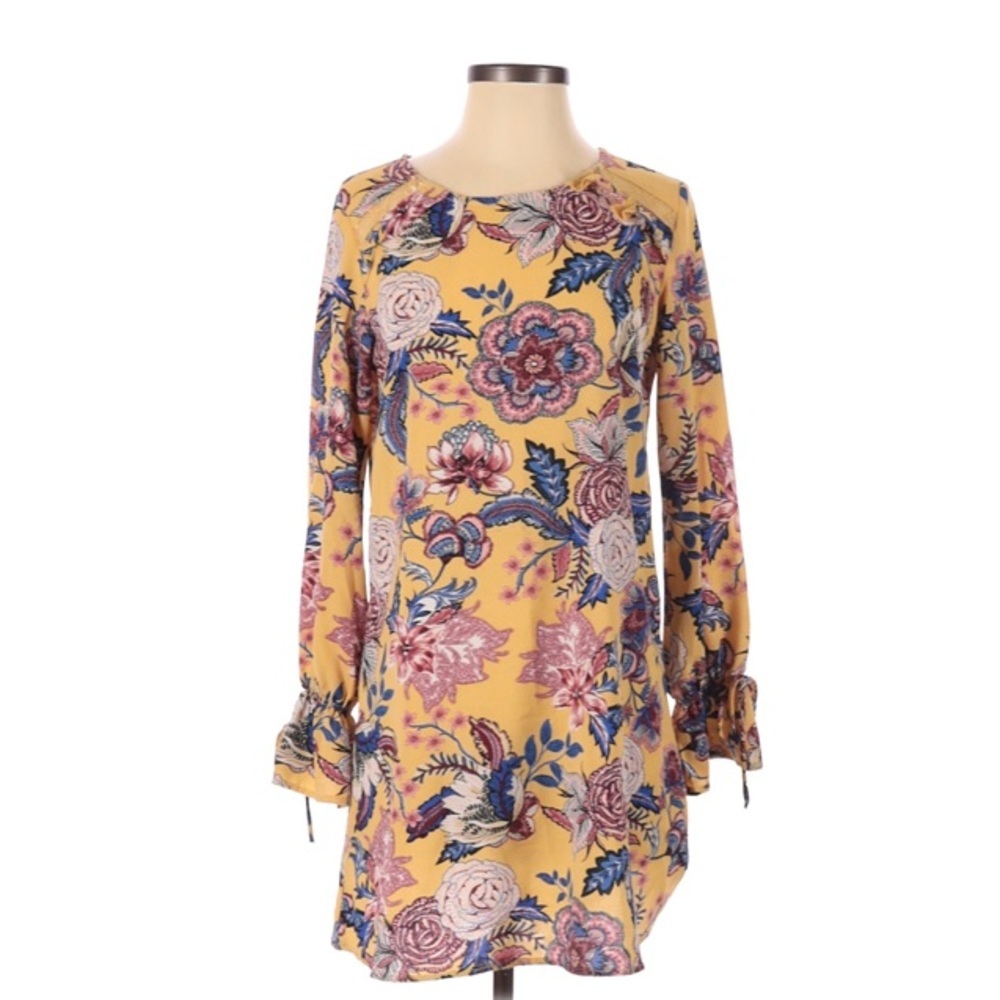 Xhilaration Floral Yellow Casual Dress, Size XS - Picture 2 of 6